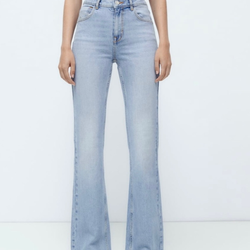 Zara Back Slit Flared Jeans